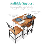 Ensemble de salle à manger moderne 3 pièces Best Choice Products, table et chaises carrées avec cadre en acier, étagère de rangement intégrée
