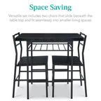 Ensemble de salle à manger moderne 3 pièces Best Choice Products, table et chaises carrées avec cadre en acier, étagère de rangement intégrée