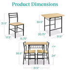 Ensemble de salle à manger moderne 3 pièces Best Choice Products, table et chaises carrées avec cadre en acier, étagère de rangement intégrée