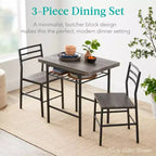 Ensemble de salle à manger moderne 3 pièces Best Choice Products, table et chaises carrées avec cadre en acier, étagère de rangement intégrée