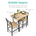 Ensemble de salle à manger moderne 3 pièces Best Choice Products, table et chaises carrées avec cadre en acier, étagère de rangement intégrée