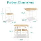 Ensemble de salle à manger moderne 3 pièces Best Choice Products, table et chaises carrées avec cadre en acier, étagère de rangement intégrée