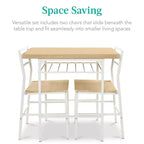 Ensemble de salle à manger moderne 3 pièces Best Choice Products, table et chaises carrées avec cadre en acier, étagère de rangement intégrée