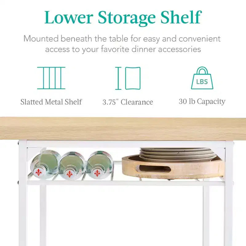 Ensemble de salle à manger moderne 3 pièces Best Choice Products, table et chaises carrées avec cadre en acier, étagère de rangement intégrée