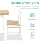 Ensemble de salle à manger moderne 3 pièces Best Choice Products, table et chaises carrées avec cadre en acier, étagère de rangement intégrée