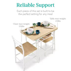 Ensemble de salle à manger moderne 3 pièces Best Choice Products, table et chaises carrées avec cadre en acier, étagère de rangement intégrée