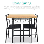 Ensemble de salle à manger moderne 3 pièces Best Choice Products, table et chaises carrées avec cadre en acier, étagère de rangement intégrée
