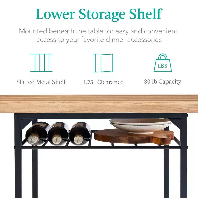 Ensemble de salle à manger moderne 3 pièces Best Choice Products, table et chaises carrées avec cadre en acier, étagère de rangement intégrée