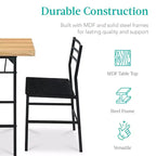 Ensemble de salle à manger moderne 3 pièces Best Choice Products, table et chaises carrées avec cadre en acier, étagère de rangement intégrée
