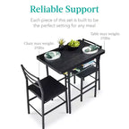 Ensemble de salle à manger moderne 3 pièces Best Choice Products, table et chaises carrées avec cadre en acier, étagère de rangement intégrée