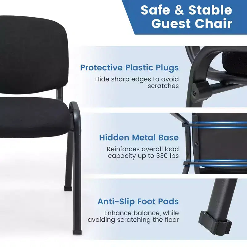 Costway Chaise de bureau visiteur, empilable, pour salle d'attente ou de conférence