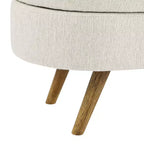 Banc de rangement ovale avec pieds en hévéa, Pouf capitonné moderne - ModernLuxe