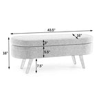 Banc de rangement ovale avec pieds en hévéa, Pouf capitonné moderne - ModernLuxe