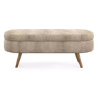 Banc de rangement ovale avec pieds en hévéa, Pouf capitonné moderne - ModernLuxe