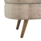 Banc de rangement ovale avec pieds en hévéa, Pouf capitonné moderne - ModernLuxe