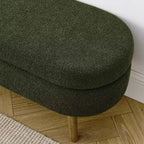 Banc de rangement ovale avec pieds en hévéa, Pouf capitonné moderne - ModernLuxe