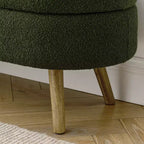 Banc de rangement ovale avec pieds en hévéa, Pouf capitonné moderne - ModernLuxe
