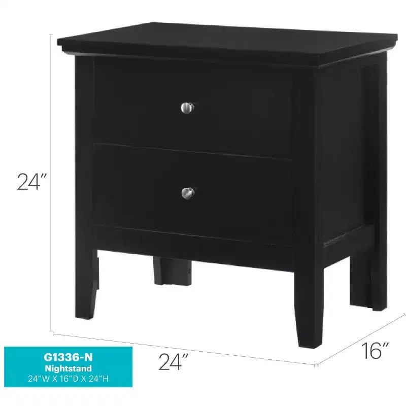 Table de chevet à 2 tiroirs Primo de Passion Furniture (61 cm H x 48 cm L x 39 cm P)