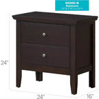 Table de chevet à 2 tiroirs Primo de Passion Furniture (61 cm H x 48 cm L x 39 cm P)