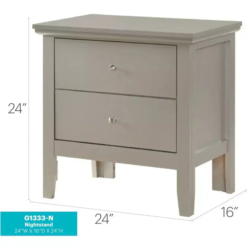 Table de chevet à 2 tiroirs Primo de Passion Furniture (61 cm H x 48 cm L x 39 cm P)
