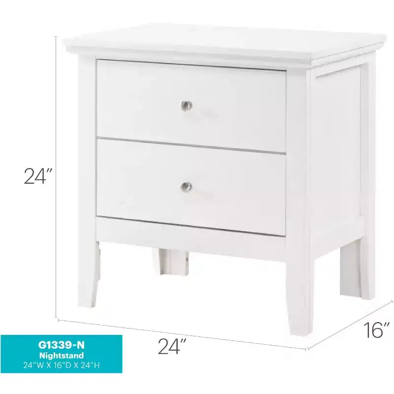 Table de chevet à 2 tiroirs Primo de Passion Furniture (61 cm H x 48 cm L x 39 cm P)