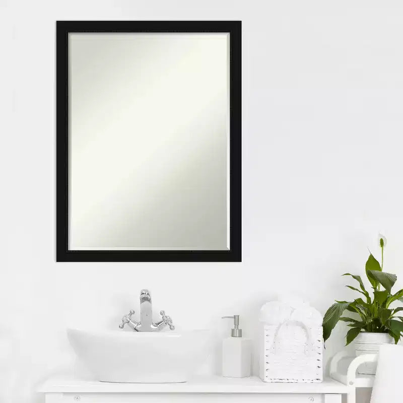 Amanti Art Avon Miroir Mural de Salle de Bain Bisauté, Noir, Étroit, Petit