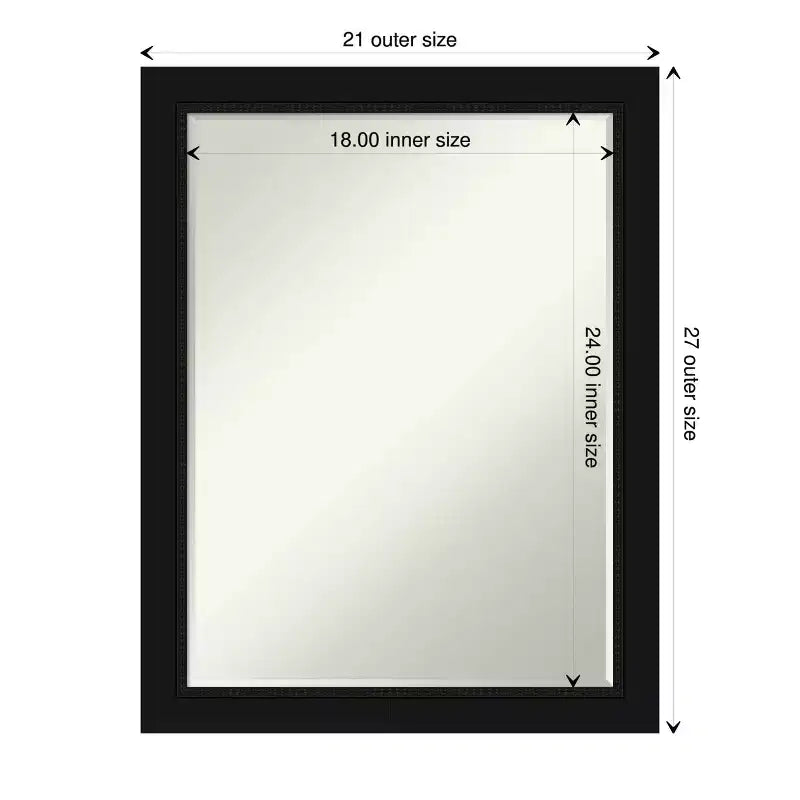 Amanti Art Avon Miroir Mural de Salle de Bain Bisauté, Noir, Étroit, Petit