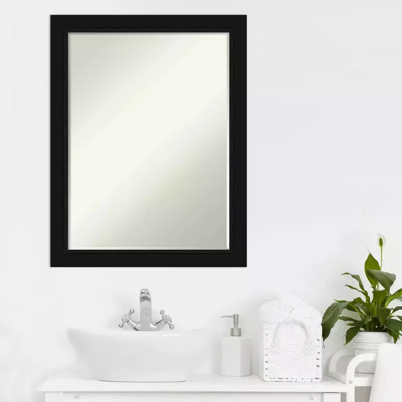 Amanti Art Avon Miroir Mural de Salle de Bain Bisauté, Noir, Étroit, Petit