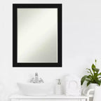 Amanti Art Avon Miroir Mural de Salle de Bain Bisauté, Noir, Étroit, Petit