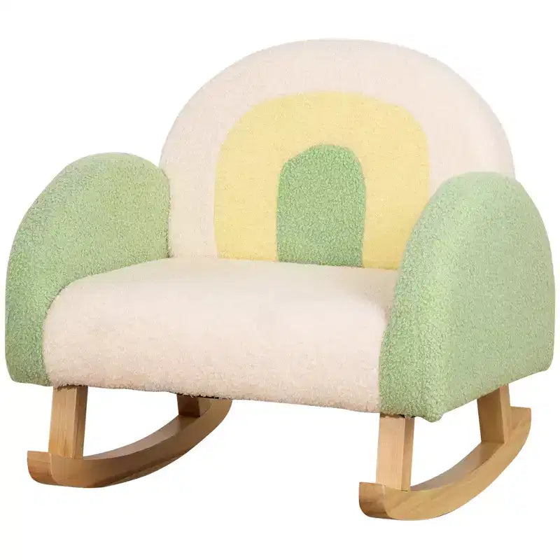 Canapé pour enfants Qaba, Fauteuil à bascule pour tout-petits avec cadre en bois massif, Tissu polaire en fausse fourrure d'agneau pour crèche, maternelle, salle de jeux, chambre à coucher