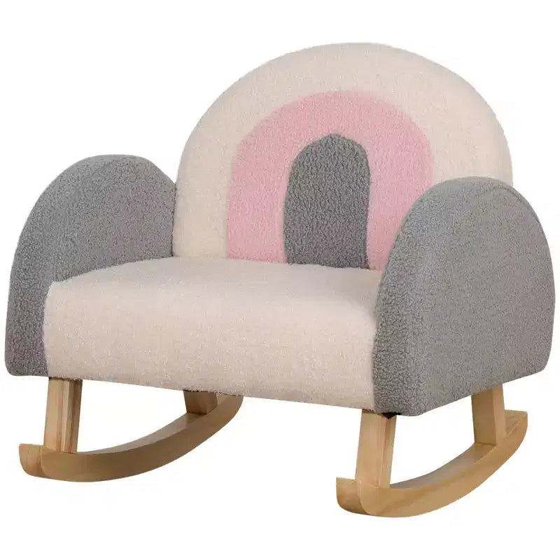 Canapé pour enfants Qaba, Fauteuil à bascule pour tout-petits avec cadre en bois massif, Tissu polaire en fausse fourrure d'agneau pour crèche, maternelle, salle de jeux, chambre à coucher