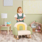 Canapé pour enfants Qaba, Fauteuil à bascule pour tout-petits avec cadre en bois massif, Tissu polaire en fausse fourrure d'agneau pour crèche, maternelle, salle de jeux, chambre à coucher