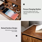 Table de chevet Janet 3 tiroirs avec station de charge | KARAT HOME