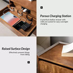 Table de chevet Janet 3 tiroirs avec station de charge | KARAT HOME