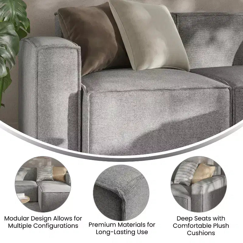 Flash Furniture Bridgetown, Canapé modulaire de luxe, Côté gauche avec accoudoir