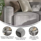 Flash Furniture Bridgetown, Canapé modulaire de luxe, Côté gauche avec accoudoir