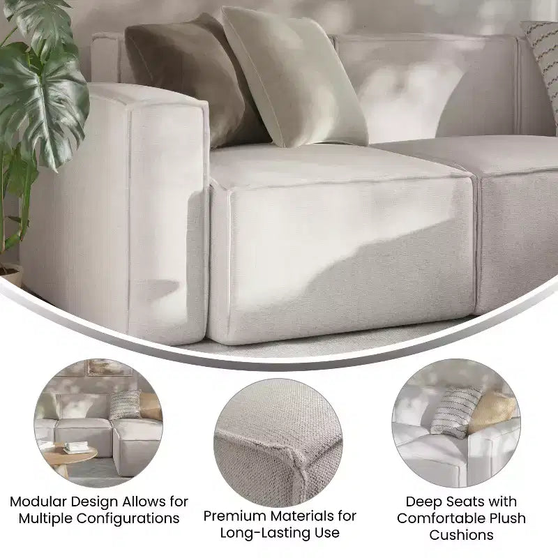 Flash Furniture Bridgetown, Canapé modulaire de luxe, Côté gauche avec accoudoir