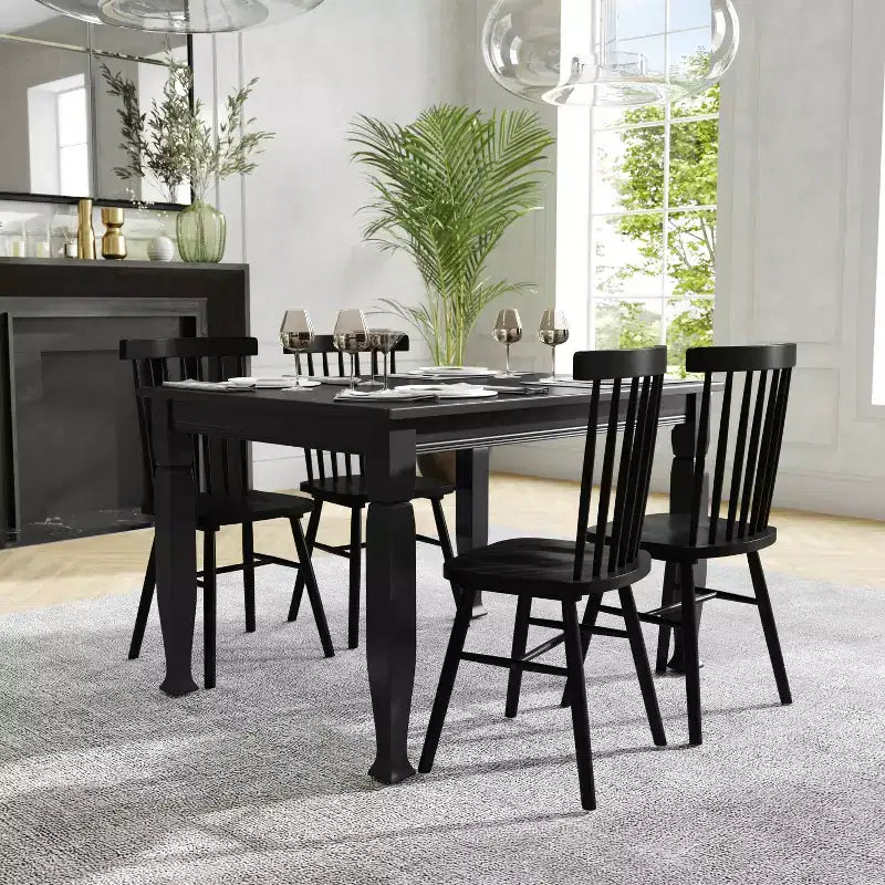 Flash Furniture Grace Table de salle à manger en bois massif avec pieds en bois tournés, Table rectangulaire en bois robuste de qualité commerciale pour 4 personnes