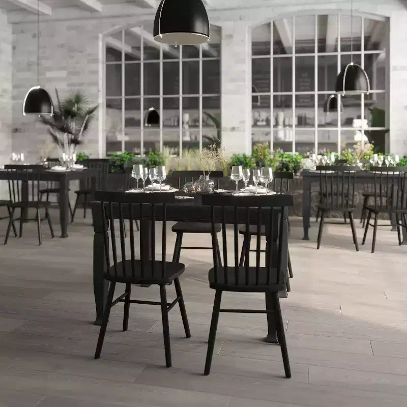 Flash Furniture Grace Table de salle à manger en bois massif avec pieds en bois tournés, Table rectangulaire en bois robuste de qualité commerciale pour 4 personnes