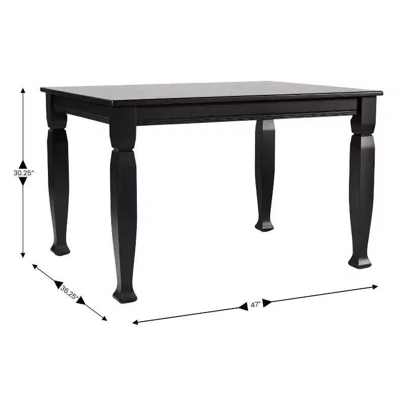 Flash Furniture Grace Table de salle à manger en bois massif avec pieds en bois tournés, Table rectangulaire en bois robuste de qualité commerciale pour 4 personnes