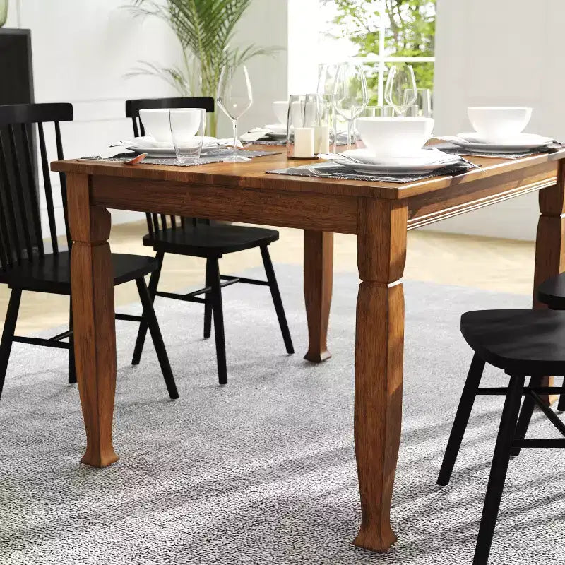 Flash Furniture Grace Table de salle à manger en bois massif avec pieds en bois tournés, Table rectangulaire en bois robuste de qualité commerciale pour 4 personnes