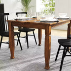 Flash Furniture Grace Table de salle à manger en bois massif avec pieds en bois tournés, Table rectangulaire en bois robuste de qualité commerciale pour 4 personnes