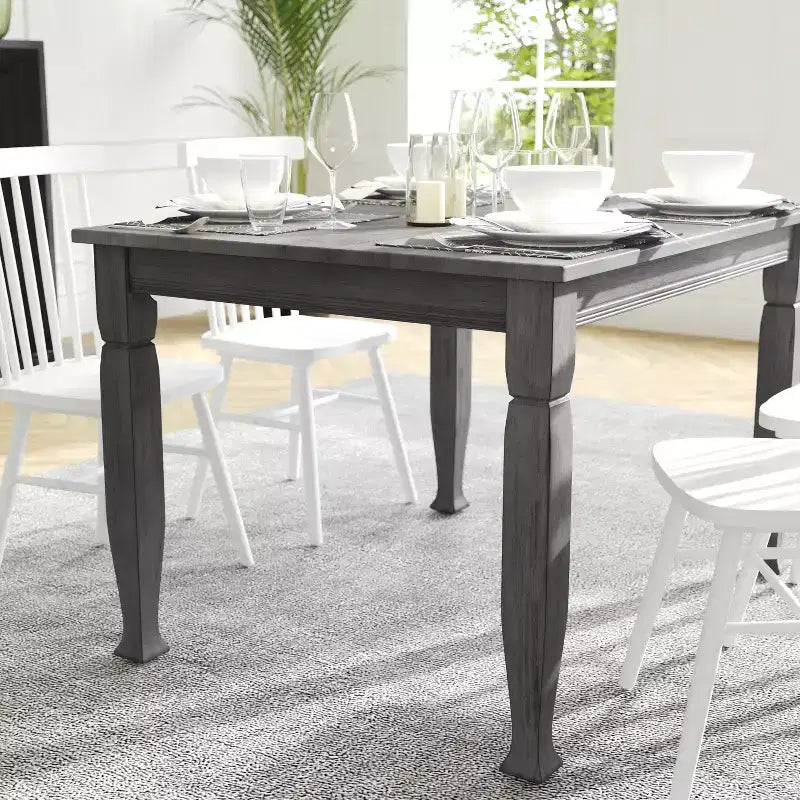 Flash Furniture Grace Table de salle à manger en bois massif avec pieds en bois tournés, Table rectangulaire en bois robuste de qualité commerciale pour 4 personnes