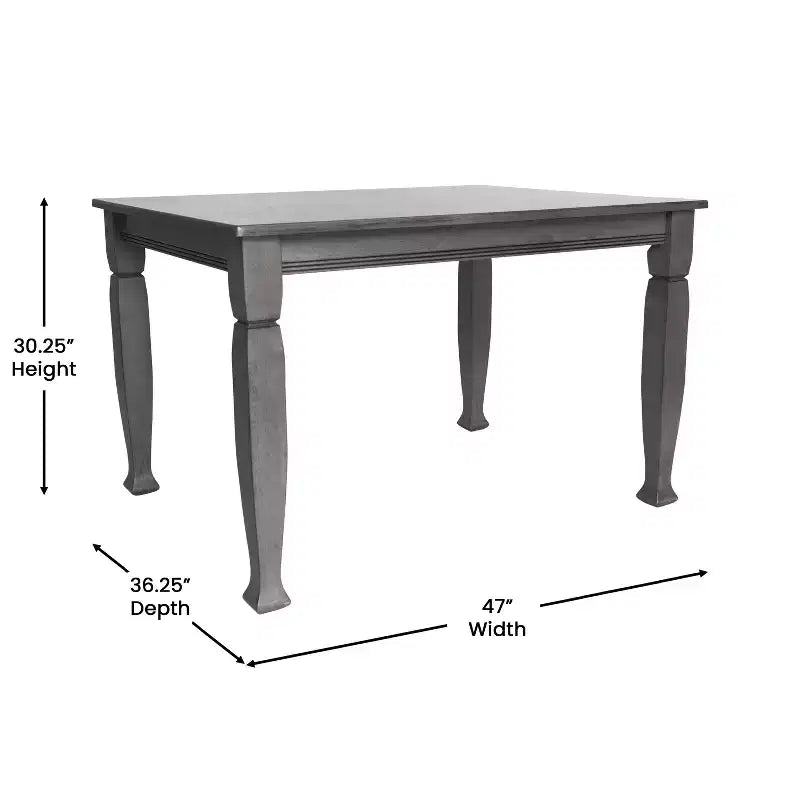 Flash Furniture Grace Table de salle à manger en bois massif avec pieds en bois tournés, Table rectangulaire en bois robuste de qualité commerciale pour 4 personnes