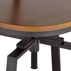 Elm Lane Clifton Tabouret de bar pivotant en métal bronze marron 75 cm de haut, siège en bois réglable industriel avec dossier et repose-pieds pour comptoir de cuisine