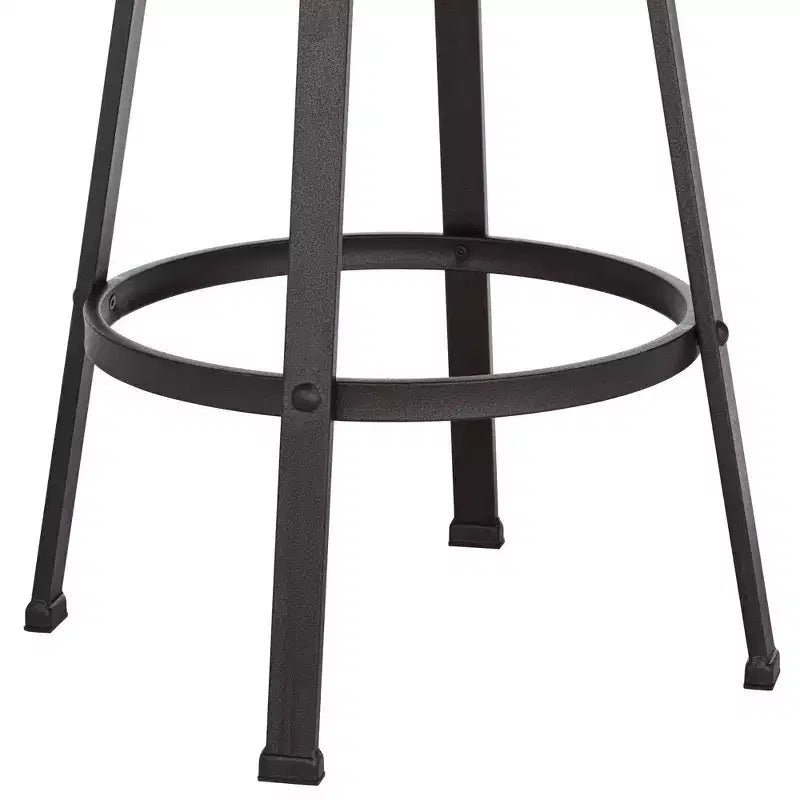 Elm Lane Clifton Tabouret de bar pivotant en métal bronze marron 75 cm de haut, siège en bois réglable industriel avec dossier et repose-pieds pour comptoir de cuisine