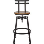 Elm Lane Clifton Tabouret de bar pivotant en métal bronze marron 75 cm de haut, siège en bois réglable industriel avec dossier et repose-pieds pour comptoir de cuisine