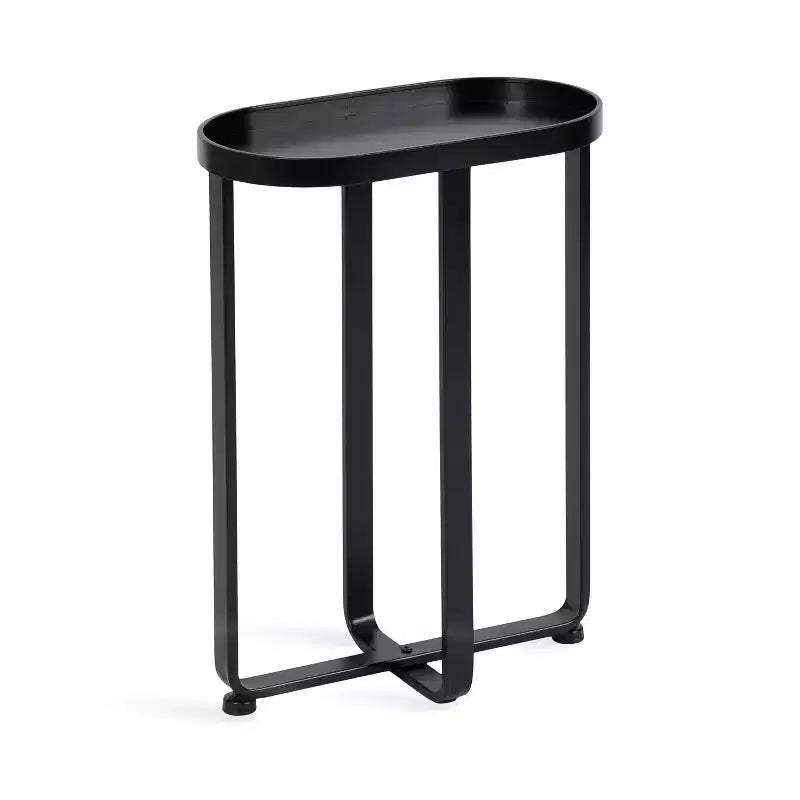 Kate and Laurel Zabel Oval Metal Side Table, 17x9x24, Black