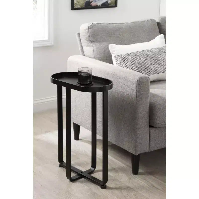Table d'appoint ovale en métal Kate and Laurel Zabel, 17x9x24, noir