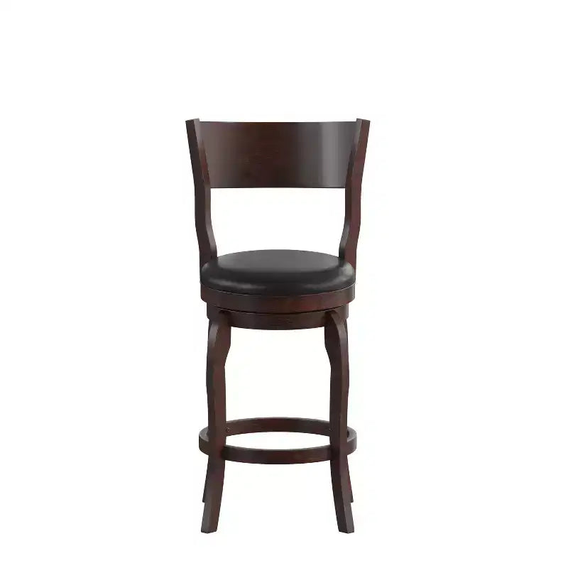Tabouret de bar pivotant Flash Furniture Nichola de qualité commerciale, dossier ouvert classique, hauteur comptoir de bar avec cadre en bois cintré et assise rembourrée et capitonnée